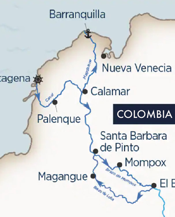 Magia de Colombia y Maravillas de Colombia, recorridos del crucero de lujo AmaWaterways.