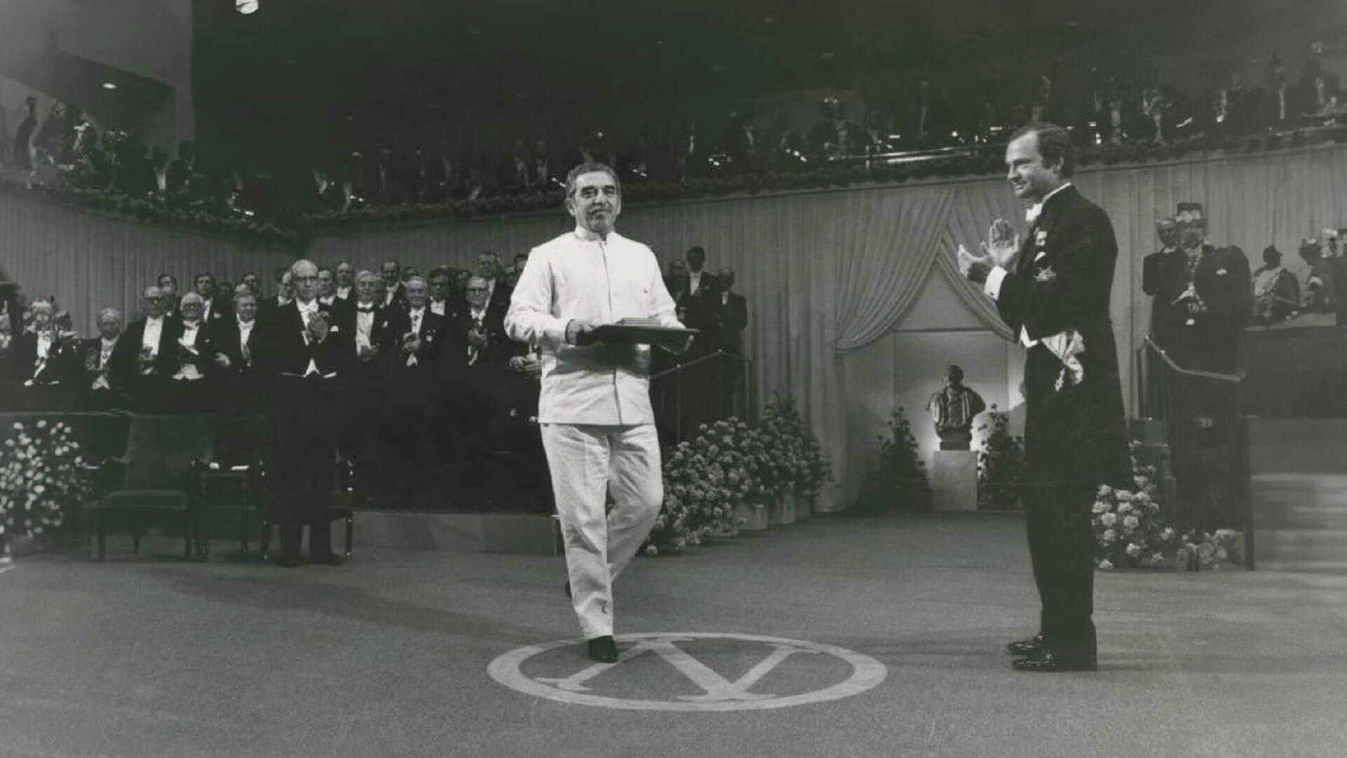 Gabriel García Márquez receiving Literature Nobel Prize