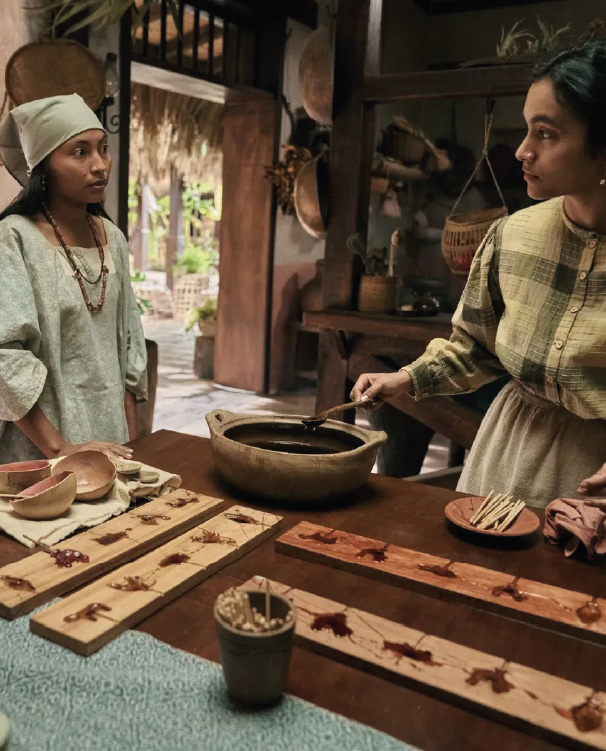 Two women work in the handcrafted production