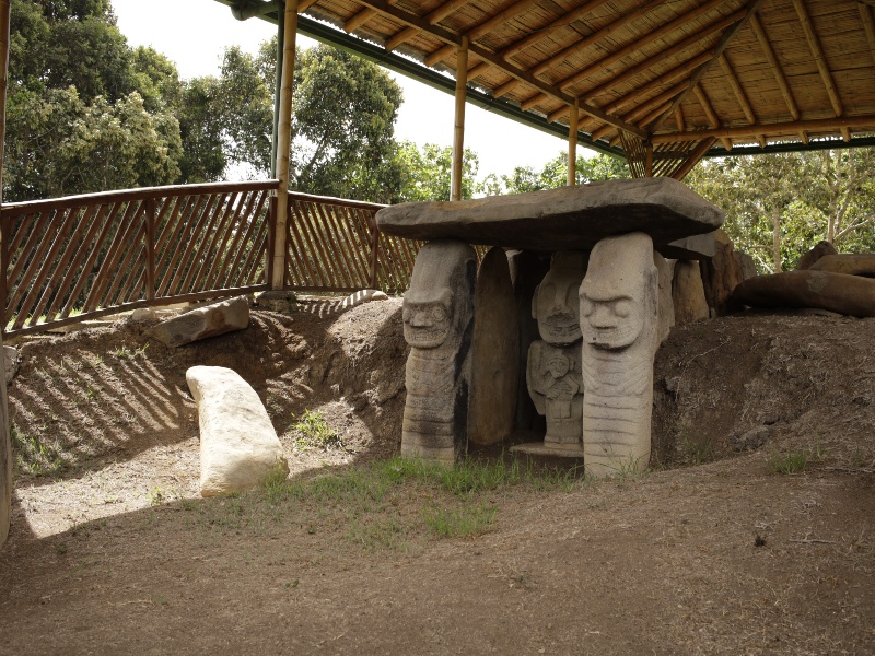 Carved statues at San Agustín Archeological Park.