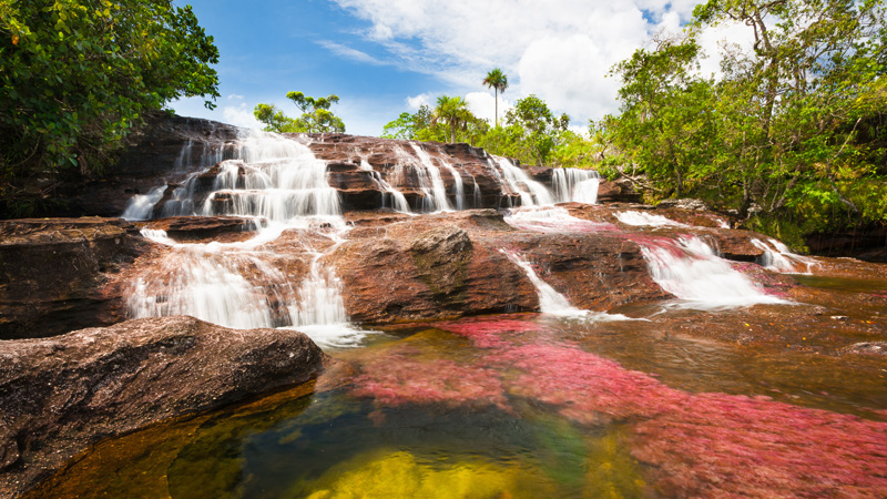 The River of Five Colors flows to greet you at the most welcoming place on Earth