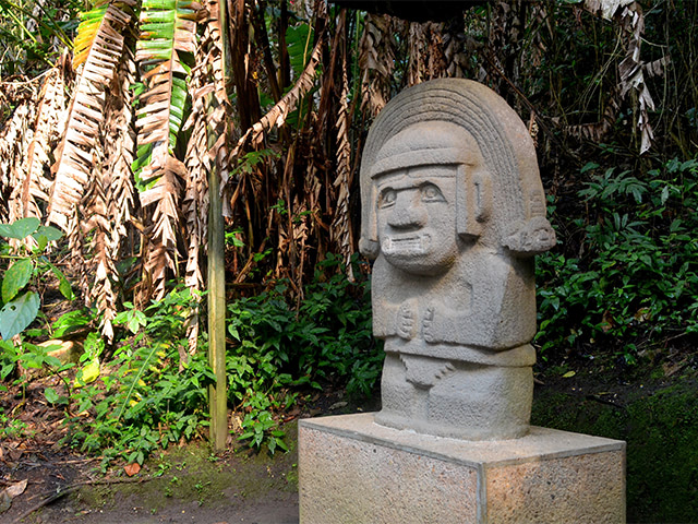 Archeological monument in San Agustin in the middle of the jungle.