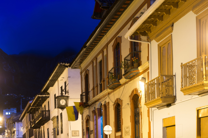 Street in the La Candelaria neighborhood of Bogotá, Colombia