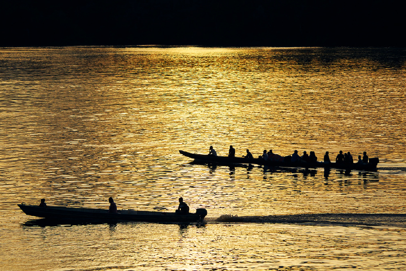 Sunset on the Inírida River, Guainía, Colombia. 