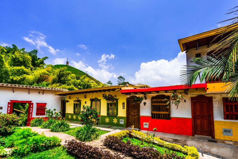 Colonial buildings next to the Botanical Garden of Jericó