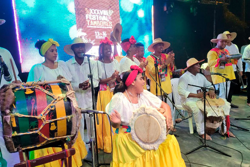 Drum Festival of Palenque with musical group on stage