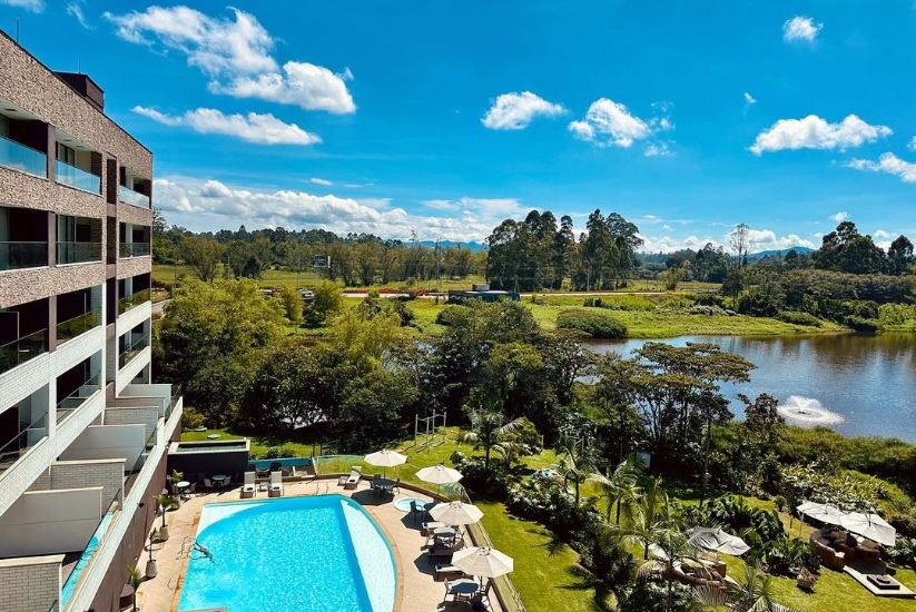 Panoramic view of Llanogrande from Hotel Lagoon Las Américas, Rionegro, Antioquia. 