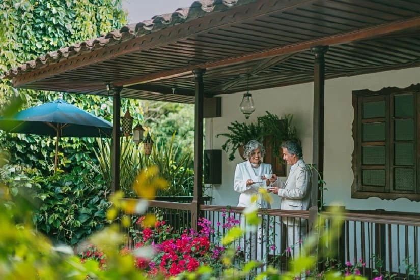 couple drinking coffee in the Coffee Cultural Landscape