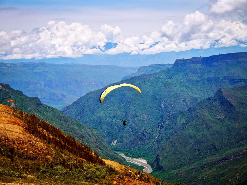Flying over the Chicamocha Canyon, Colombia