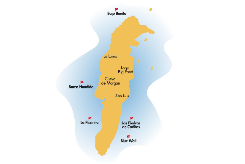 Some of the recommended stops on San Andrés Island.