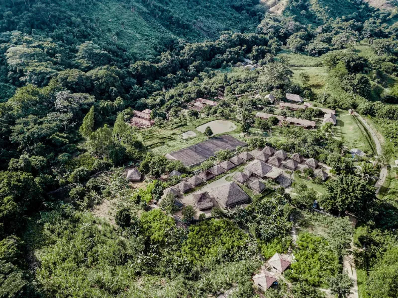 Aerial view of Kankawarua, Indigenous village of Magdalena that is part of Ciénaga's history - View from above of one of the Kankawarua settlements