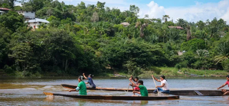 Indigene Gemeinschaft in La Chorrera, Amazonas, Kolumbien.
