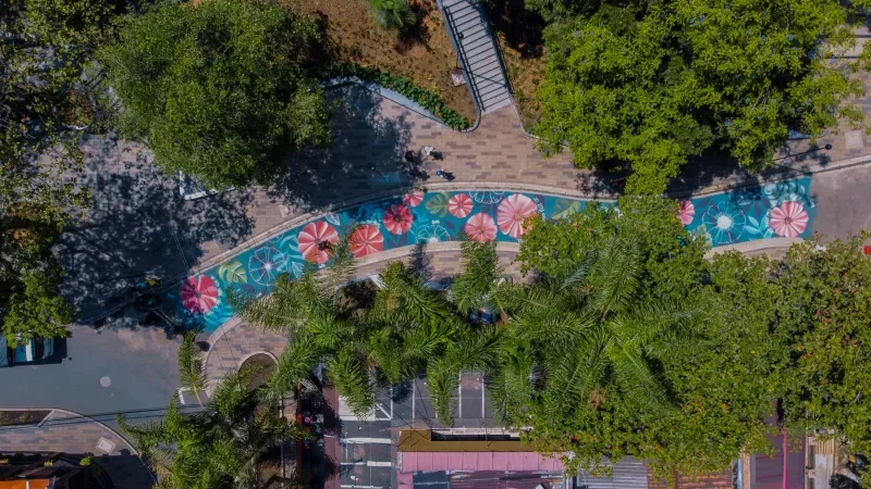 El Parque Lleras llenó de color con tres obras de arte en sus vías públicas.