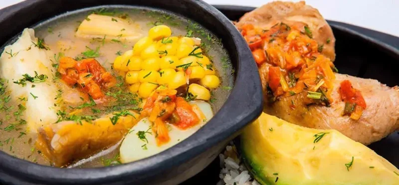 Sancocho from Ginebra served in a traditional plate.