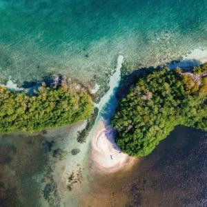 Aerial view of the Rosario Islands, near Cartagena, Colombia. 