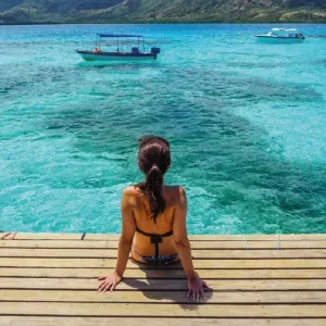woman contemplating the sea of Colombia