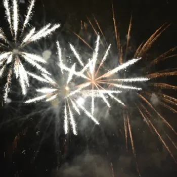 Fuegos artificiales iluminando el cielo nocturno con destellos brillantes