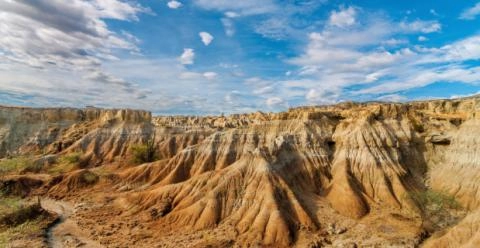 Arid landscape of the Tatacoa Desert with rock formations