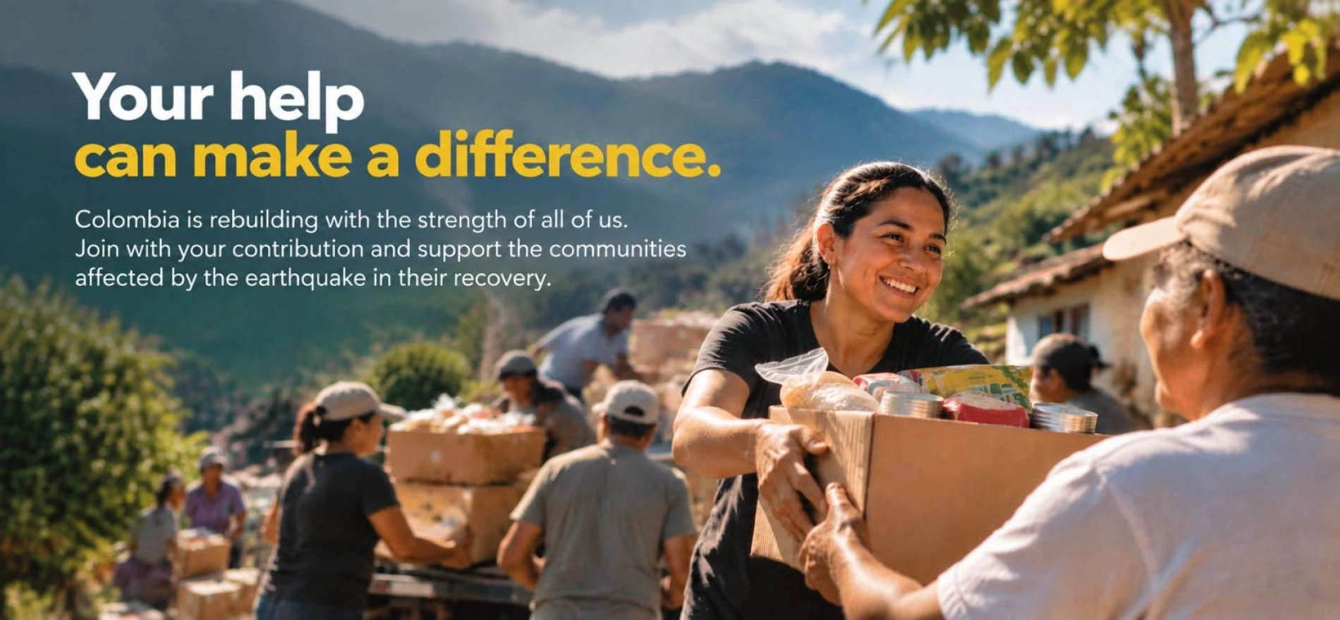 Group of people carrying donation boxes.