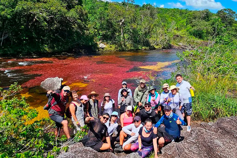 Travelers at Caño Cristales, Colombia